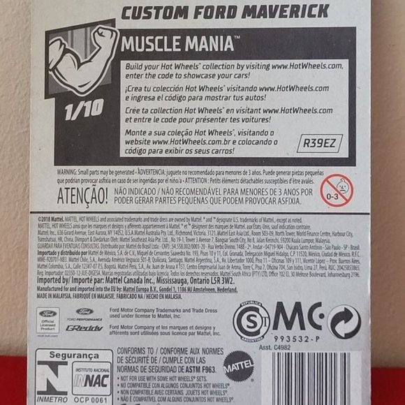 2018 HOT WHEELS, CUSTOM FORD MAVERICK, #1, MINT IN THE PACKAGE!!! - Picture 3 of 3